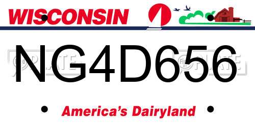 NG4D656 Wisconsin License Plate