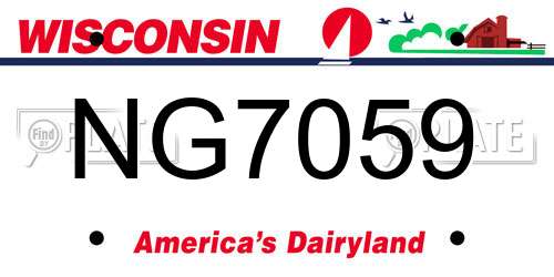 NG7059 Wisconsin License Plate