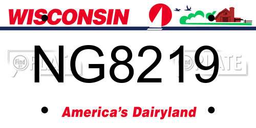 NG8219 Wisconsin License Plate
