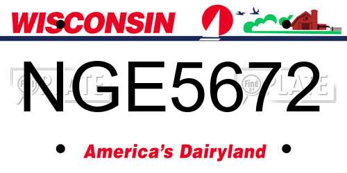 NGE5672 Wisconsin License Plate