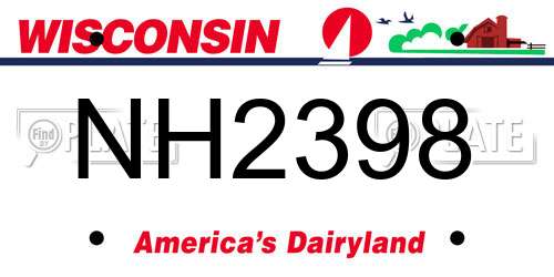 NH2398 Wisconsin License Plate