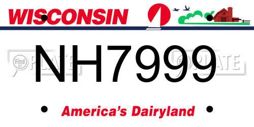 NH7999 Wisconsin License Plate