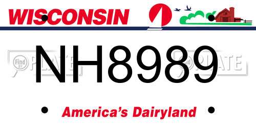 NH8989 Wisconsin License Plate