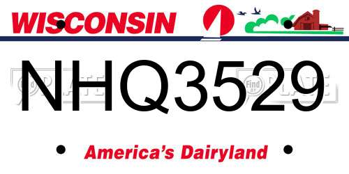 NHQ3529 Wisconsin License Plate