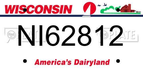NI62812 Wisconsin License Plate