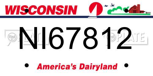 NI67812 Wisconsin License Plate