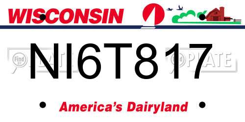 NI6T817 Wisconsin License Plate