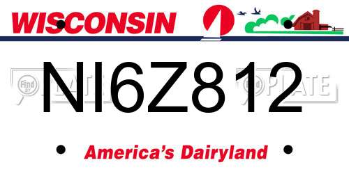 NI6Z812 Wisconsin License Plate