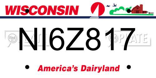 NI6Z817 Wisconsin License Plate