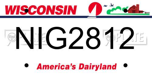 NIG2812 Wisconsin License Plate