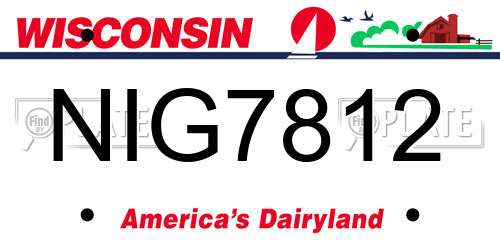 NIG7812 Wisconsin License Plate