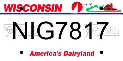 NIG7817 Wisconsin License Plate