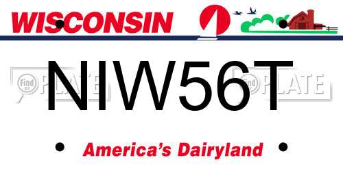 NIW56T Wisconsin License Plate