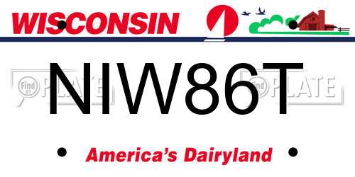 NIW86T Wisconsin License Plate