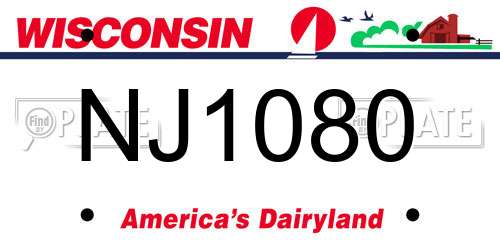 NJ1080 Wisconsin License Plate