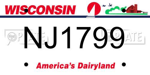 NJ1799 Wisconsin License Plate