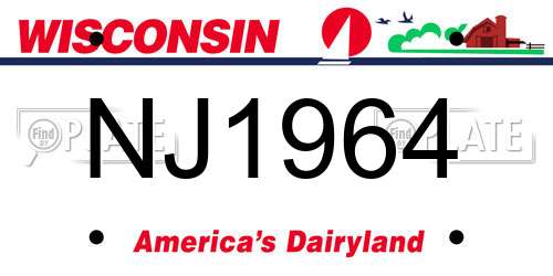 NJ1964 Wisconsin License Plate