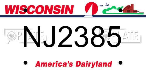NJ2385 Wisconsin License Plate