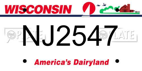 NJ2547 Wisconsin License Plate