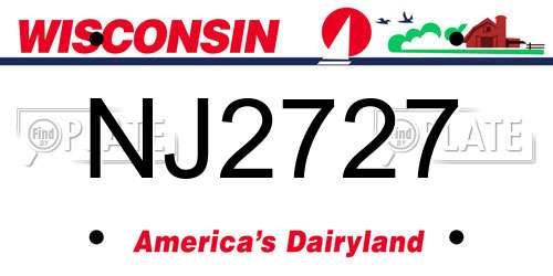 NJ2727 Wisconsin License Plate