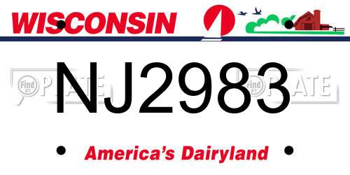 NJ2983 Wisconsin License Plate