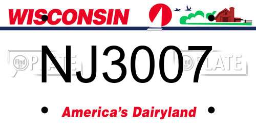 NJ3007 Wisconsin License Plate