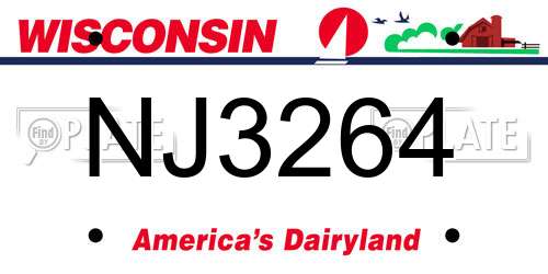 NJ3264 Wisconsin License Plate