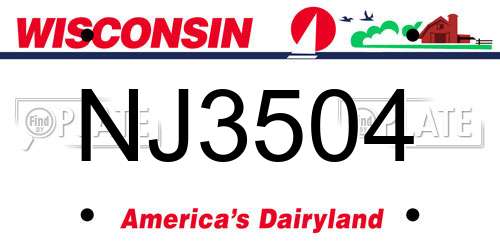 NJ3504 Wisconsin License Plate