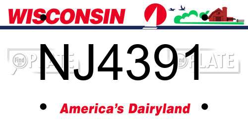 NJ4391 Wisconsin License Plate