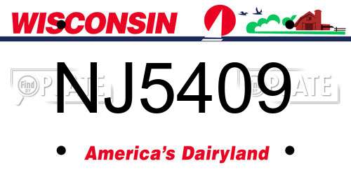 NJ5409 Wisconsin License Plate