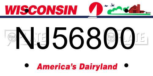 NJ56800 Wisconsin License Plate