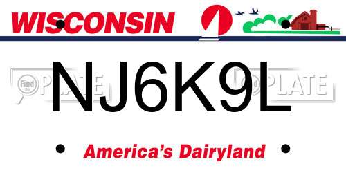 NJ6K9L Wisconsin License Plate