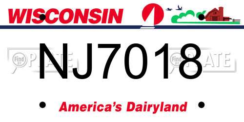 NJ7018 Wisconsin License Plate