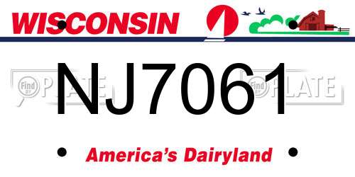 NJ7061 Wisconsin License Plate