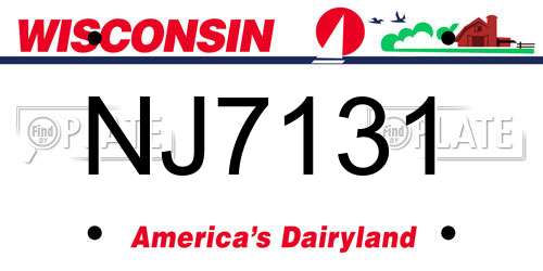 NJ7131 Wisconsin License Plate