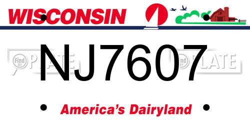 NJ7607 Wisconsin License Plate