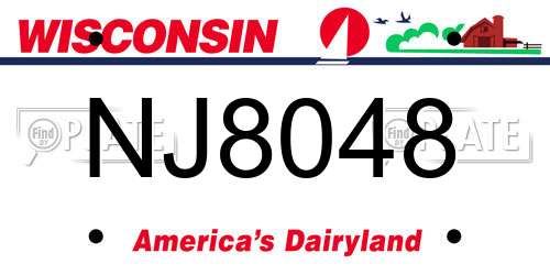 NJ8048 Wisconsin License Plate