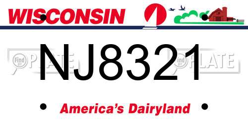 NJ8321 Wisconsin License Plate