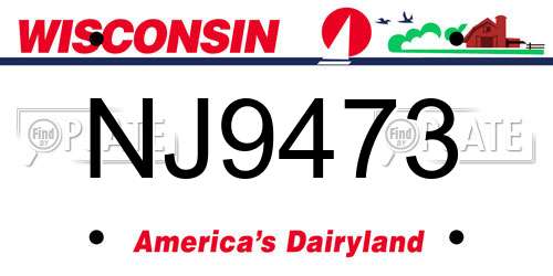 NJ9473 Wisconsin License Plate
