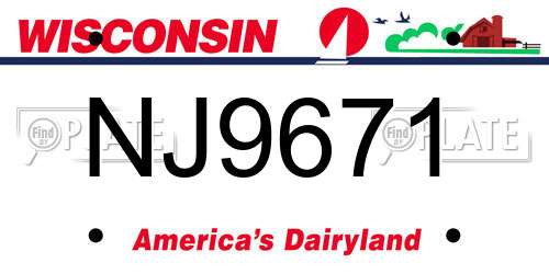 NJ9671 Wisconsin License Plate