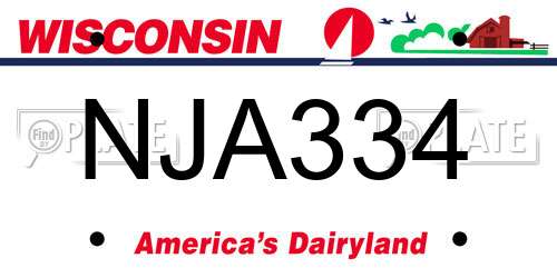 NJA334 Wisconsin License Plate