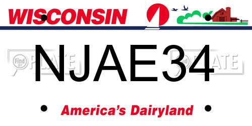 NJAE34 Wisconsin License Plate