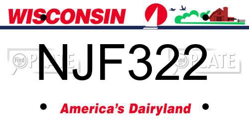 NJF322 Wisconsin License Plate