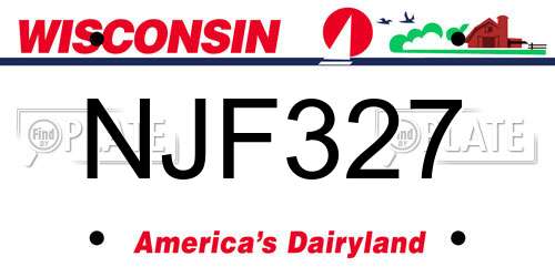 NJF327 Wisconsin License Plate