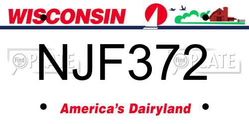 NJF372 Wisconsin License Plate