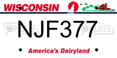 NJF377 Wisconsin License Plate