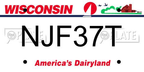 NJF37T Wisconsin License Plate