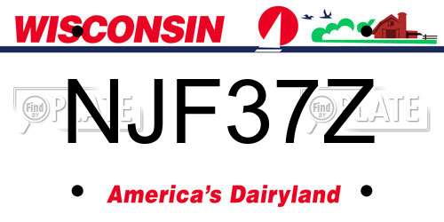 NJF37Z Wisconsin License Plate