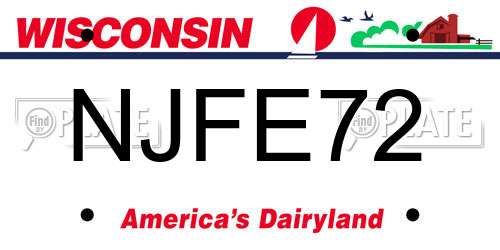NJFE72 Wisconsin License Plate