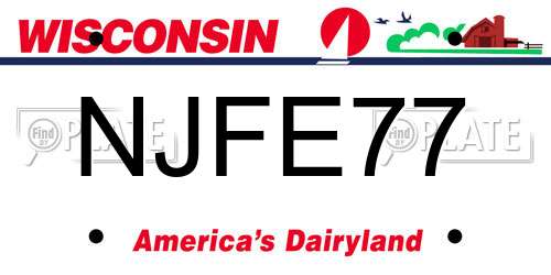 NJFE77 Wisconsin License Plate